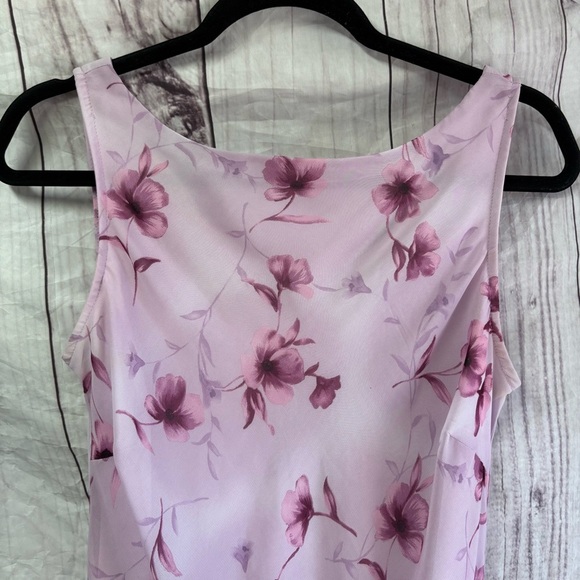 Vintage Women’s Floral Pink Sleeveless Flower Patterned Midi Summer Dress 8 - Picture 3 of 6